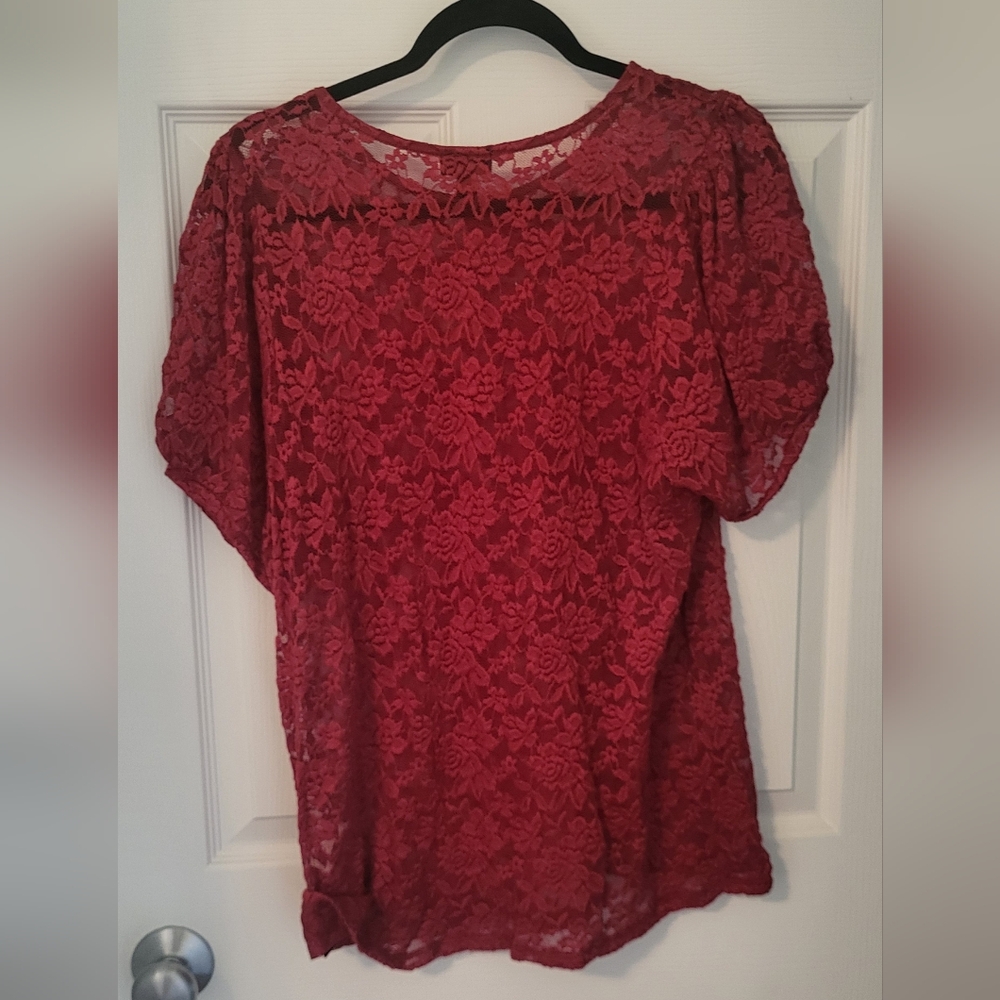 Torrid Red Lace Blouse - Picture 2 of 4